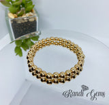 Black Agate & 14K Gold Stretch Beaded Bracelet Set - 4 piece