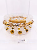 White Quartz & Gold Bracelet Set