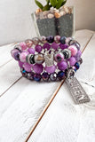 Purple “Queen” Beaded Bracelet Stack Set