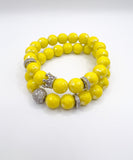 Yellow Agate Beaded Stack Bracelet