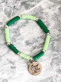 Green Agate and Matte Quartz 3 piece Beaded Bracelet Stack Set
