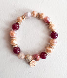Berry and Cream Stackable Beaded Bracelet