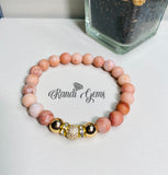 Blush Pink Aventurine Matte Gemstone Stretch Beaded Bracelet Set - 3 piece
