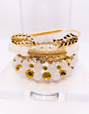 White Quartz & Gold Bracelet Set