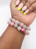 Pink Agate Beaded Stack Bracelet