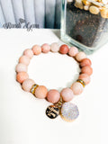 Blush Pink Aventurine Matte Gemstone Stretch Beaded Bracelet Set - 4 piece