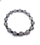 Light Gray and Gunmetal Beaded Stack Bracelet Set