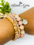 Blush Pink Aventurine Matte Gemstone Stretch Beaded Bracelet Set - 3 piece