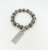 Purple and Gray “Blessed” Beaded Bracelet Stack Set