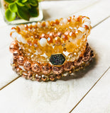 Rose Gold and Glass Beaded Stacked 5 Piece  Bracelet Set