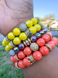 Yellow Agate Beaded Stack Bracelet
