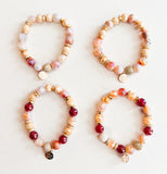 Berry and Cream Stackable Beaded Bracelet