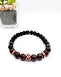 Red Tiger Eye and Onyx Beaded Bracelet