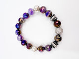 Purple and Gray “Blessed” Beaded Bracelet Stack Set