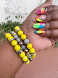 Yellow Agate Beaded Stack Bracelet