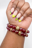 Berry Agate Beaded Stack Bracelet