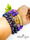 Purple Turquoise Beaded Stacked Bracelet Set