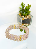 Blush Pink Aventurine Matte Gemstone Stretch Beaded Bracelet Set - 3 piece