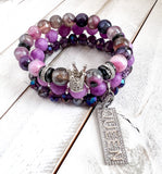 Purple “Queen” Beaded Bracelet Stack Set