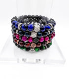 Blue Black Tiger Eye and Onyx Beaded Bracelet