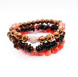 Orange and Brown Beaded Bracelet Set