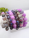 Purple “Queen” Beaded Bracelet Stack Set