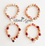 Berry and Cream Stackable Beaded Bracelet