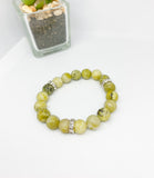 Yellow Green Turquoise Gemstone Stretch Beaded Bracelet Set - 3 piece