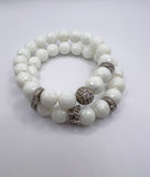 White Agate Beaded Stack Bracelet