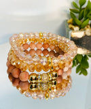 Blush Pink Aventurine Matte Gemstone Stretch Beaded Bracelet Set - 3 piece