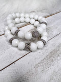 White Agate Beaded Stack Bracelet