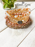 Rose Gold and Glass Beaded Stacked 5 Piece  Bracelet Set