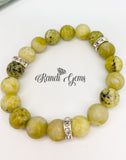Yellow Green Turquoise Gemstone Stretch Beaded Bracelet Set - 5 piece
