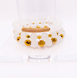 White Quartz & Gold Bracelet Set