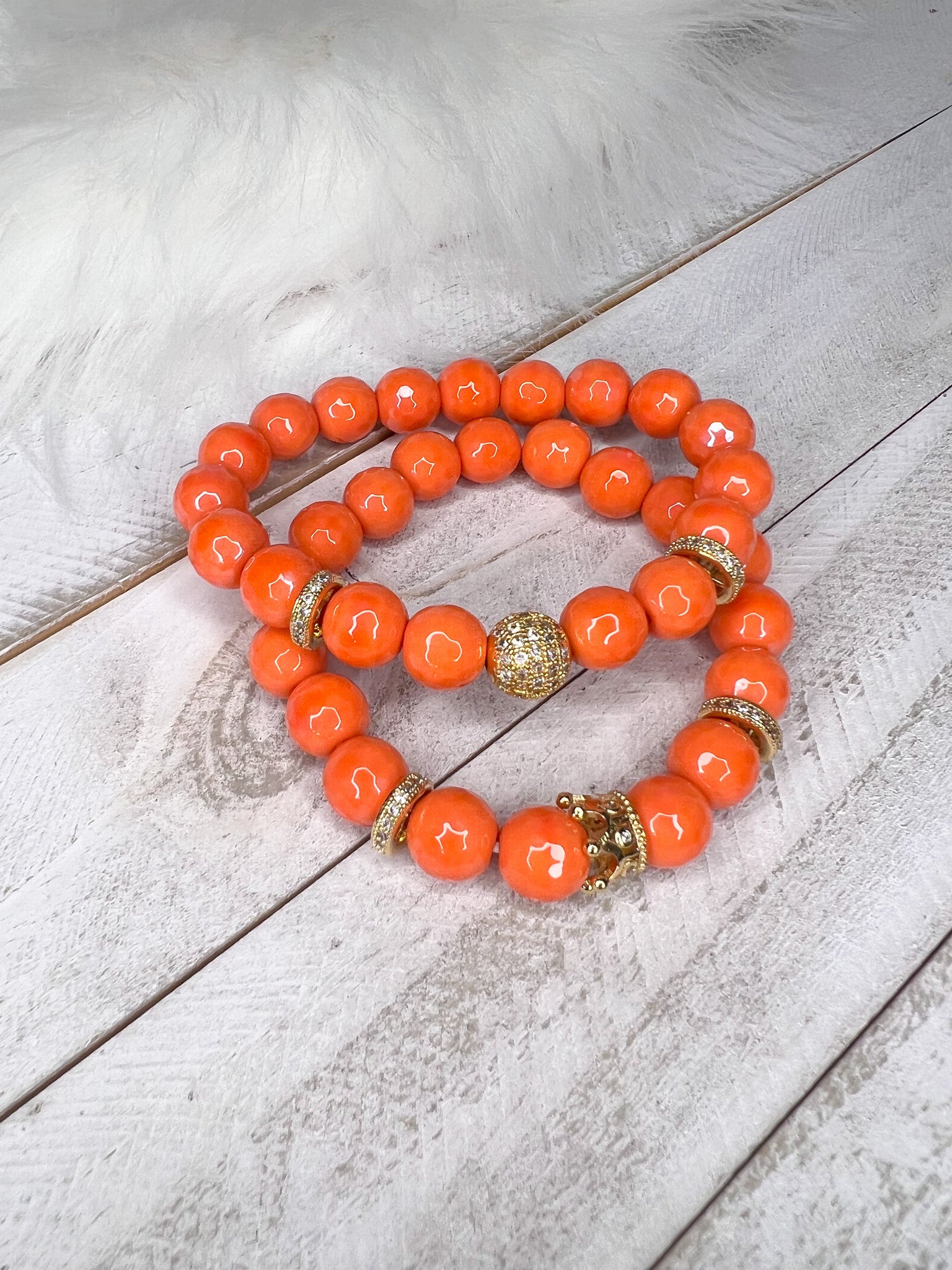 Orange beads bracelet | Clay bracelet, Beaded bracelets, Beads bracelet  design