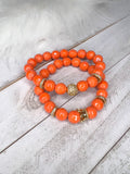 Orange Electroplated Agate Beaded Stack Bracelet