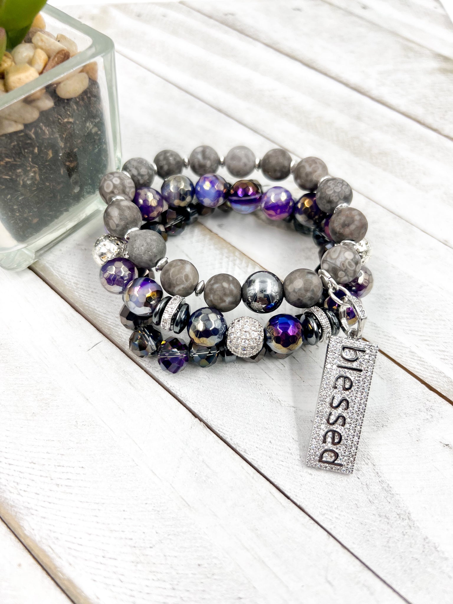 Amethyst 4mm Bracelet, Purple Crystal, Intuitive Insight - Golden Lotus Mala