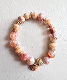 Berry and Cream Stackable Beaded Bracelet