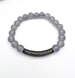 Light Gray and Gunmetal Beaded Stack Bracelet Set