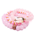 Pink Rose & Jade 5 Piece Bracelet Set