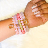 Pink Rose & Jade 5 Piece Bracelet Set