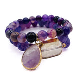 Purple and Blue Sea Sediment Jasper Bracelet Set