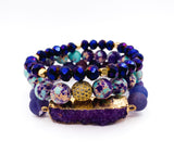 Purple and Blue Sea Sediment Jasper Bracelet Set