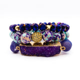 Purple and Blue Sea Sediment Jasper Bracelet Set