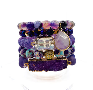 Purple and Blue Sea Sediment Jasper Bracelet Set