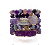 Purple and Blue Sea Sediment Jasper Bracelet Set
