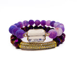 Purple Fire Agate 5 Piece Bracelet Set