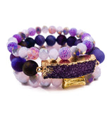 Purple Fire Agate 5 Piece Bracelet Set