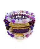 Purple Fire Agate 5 Piece Bracelet Set